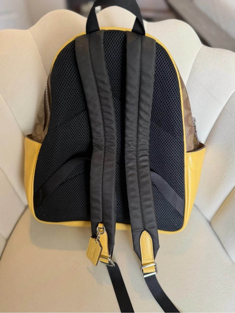 Butter Yellow Coach Backpack and Pouch